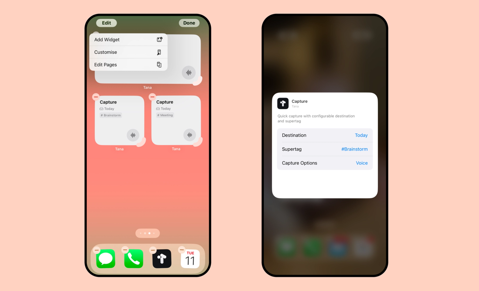 Tana mobile offers home screen widgets for iOS and Android - for fast ...