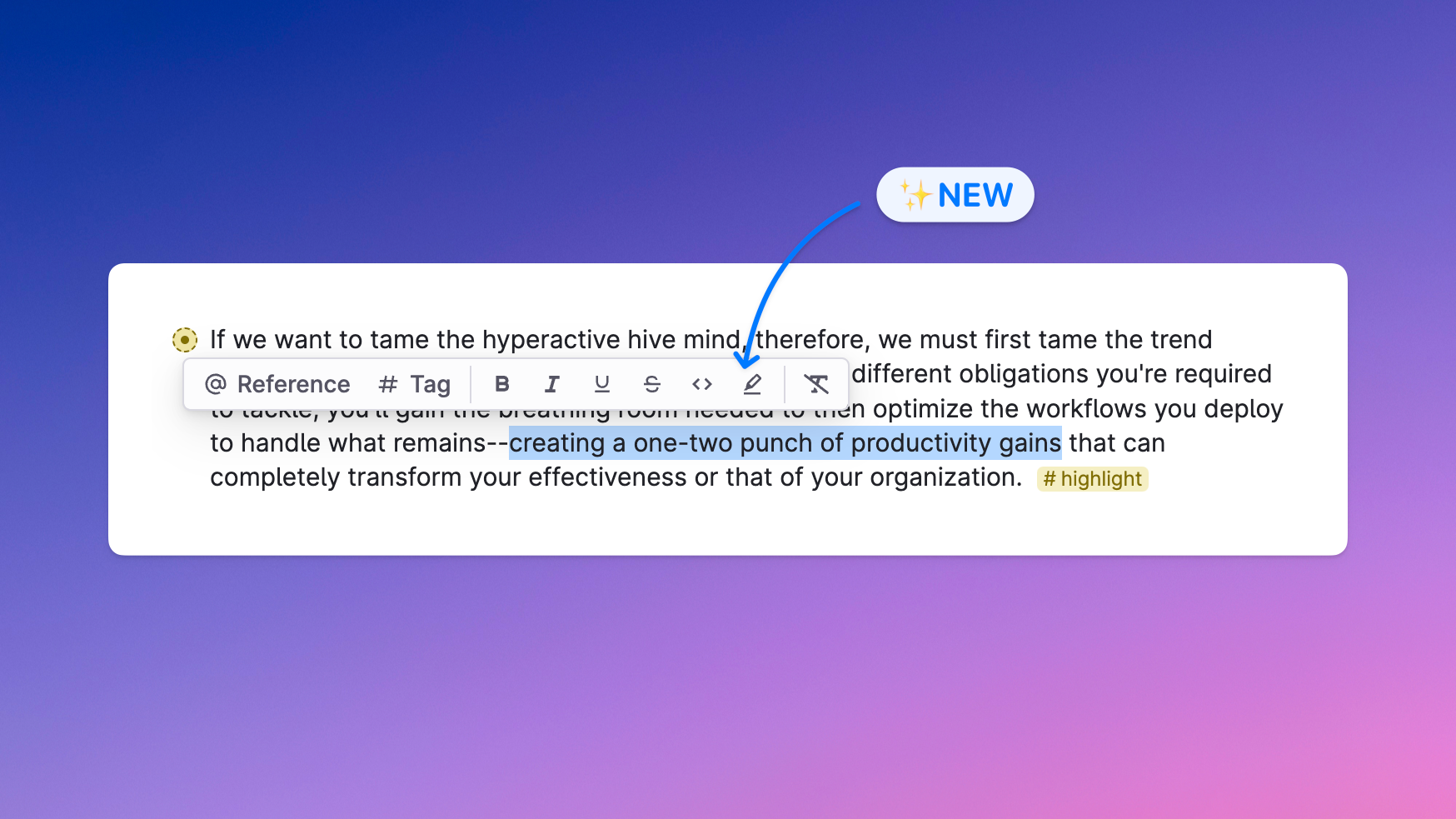 Tana's text selection toolbar