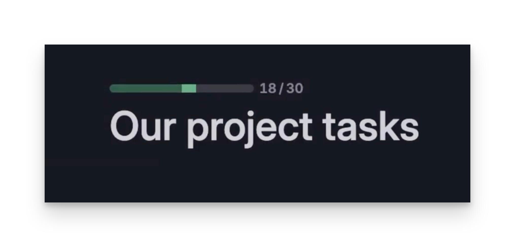The Tana progress bar uses color to indicate the time of completion for tasks. 