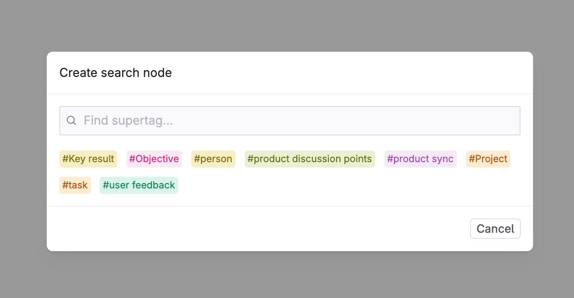 Select supertag for search 