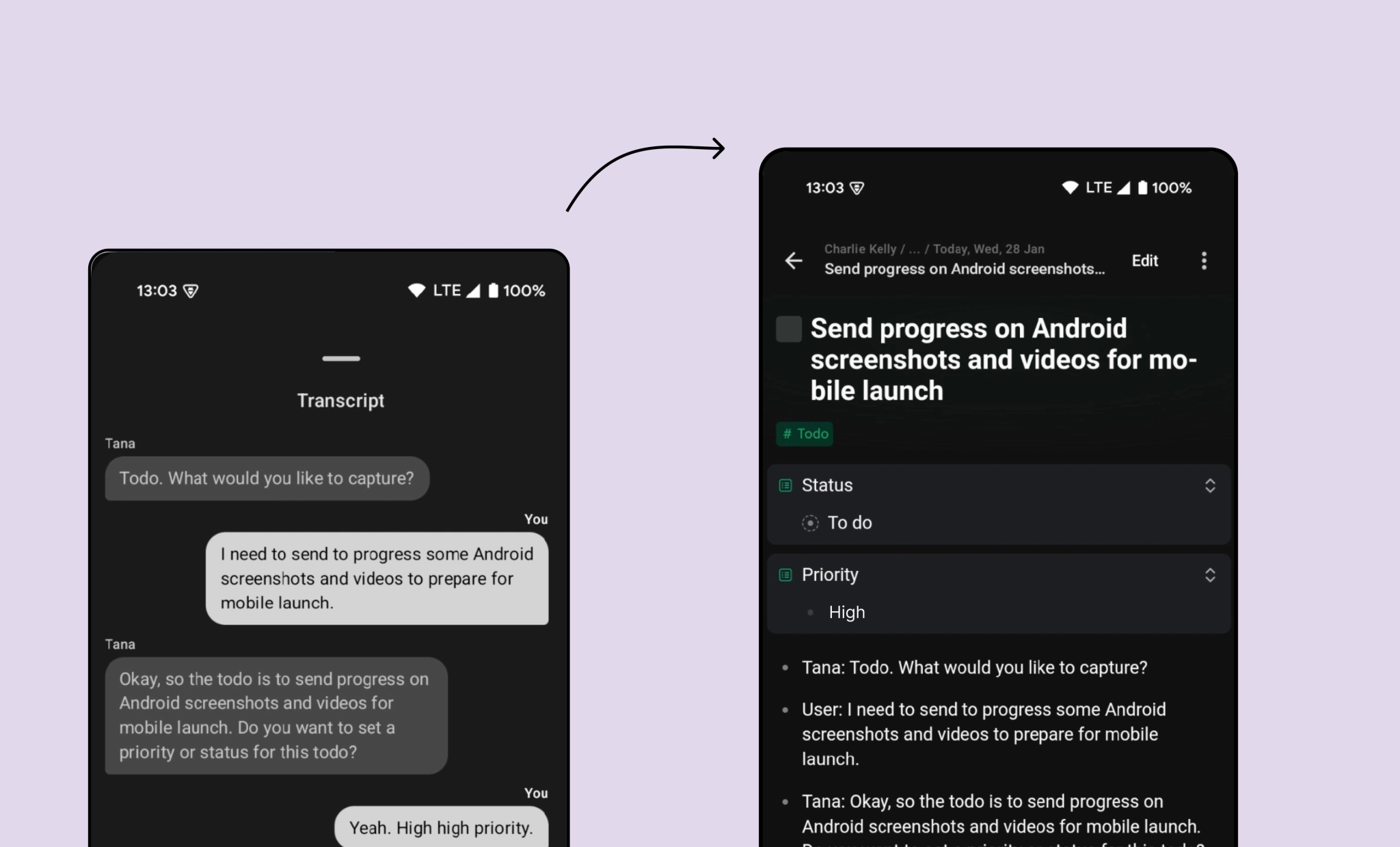 In the Tana Android app you can chat with AI to draft presentations, brainstorm problems or create tasks