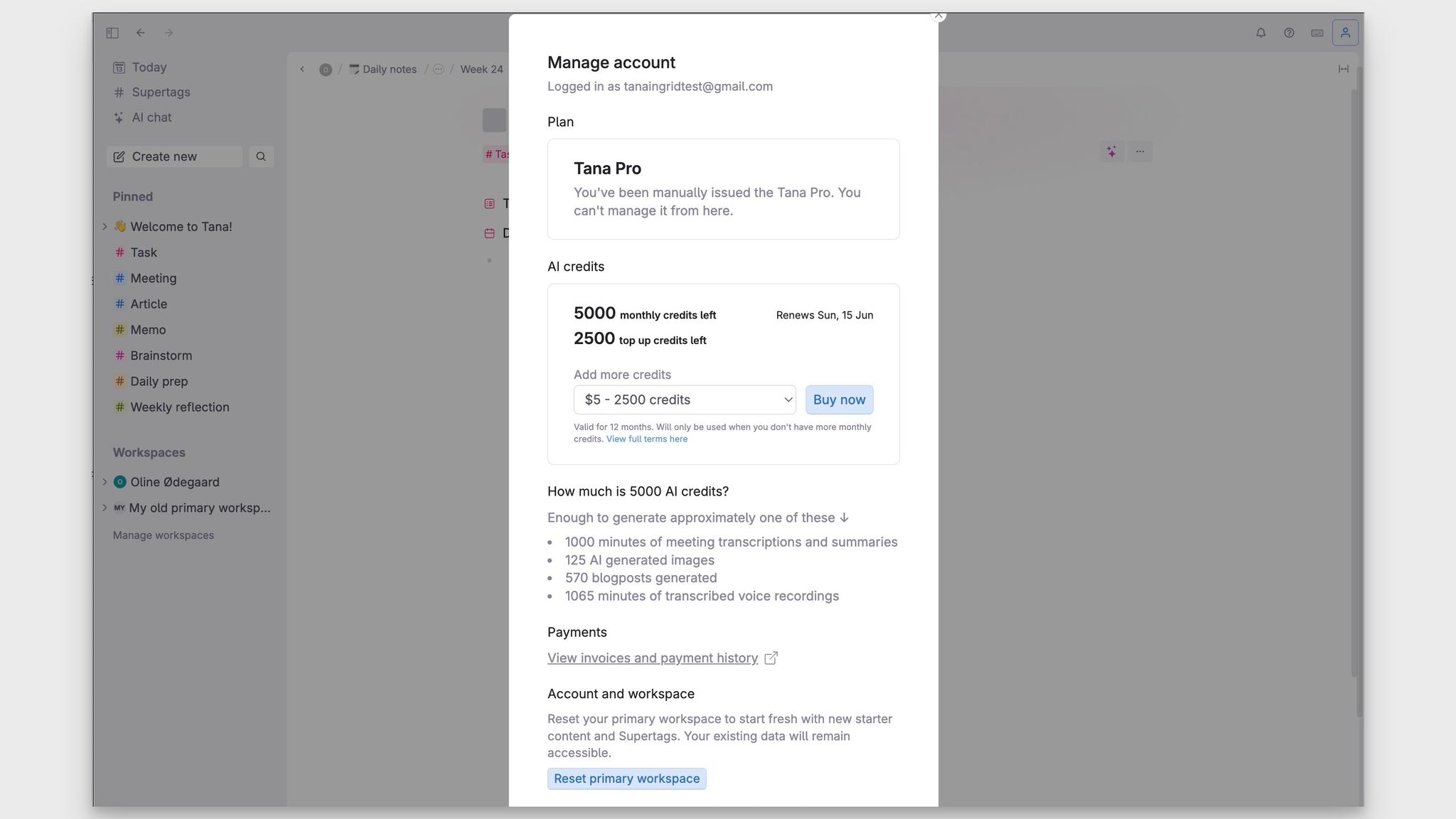 Manage account settings