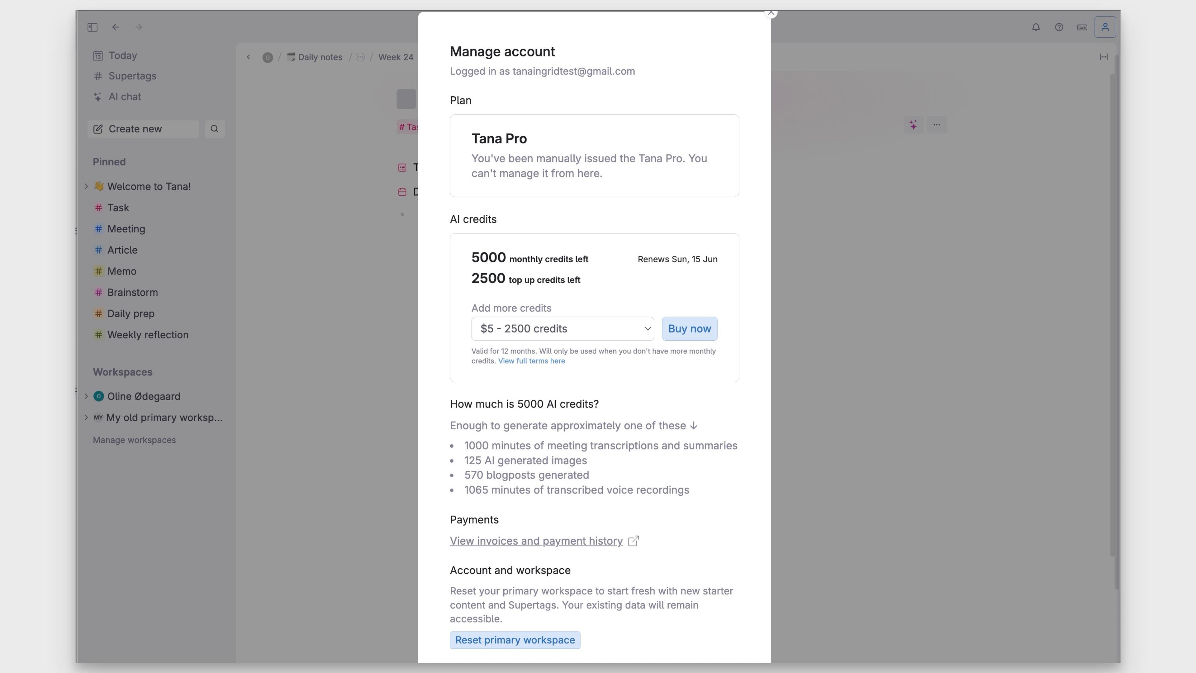 Manage account settings