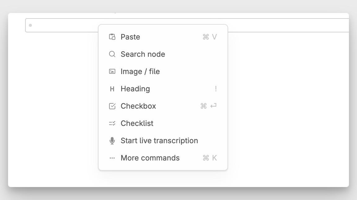 Right-click an empty node to paste something in with mouse, or do Ctrl/Cmd+V with keyboard