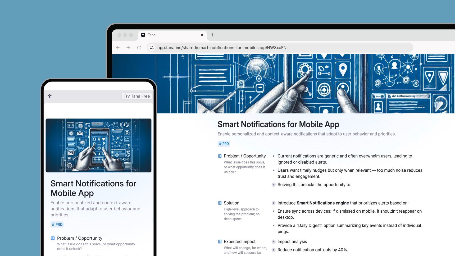 Tana Publish links can be opened both on mobile and desktop