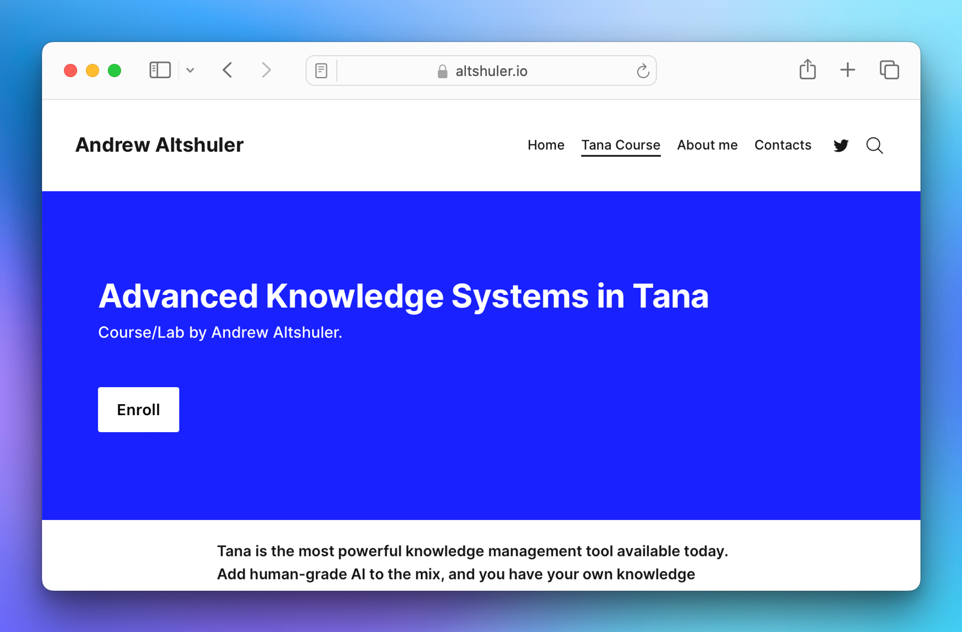 Course Advanced Knowledge Systems In Tana