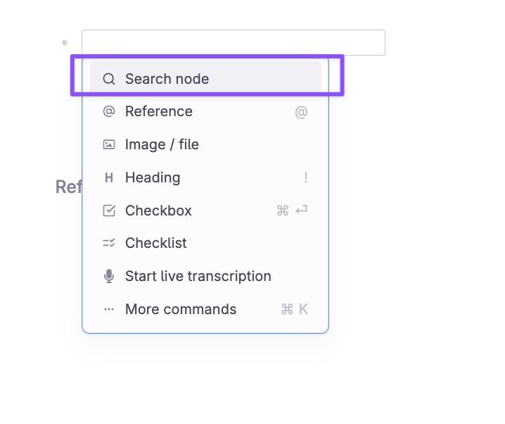 Creating a search node with / menu