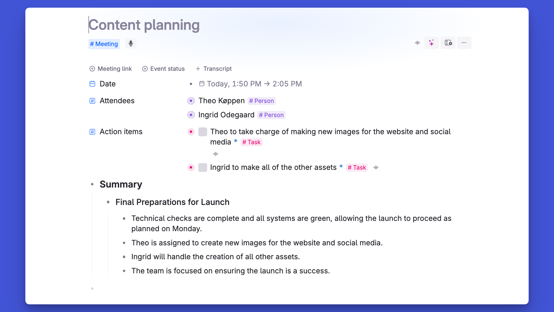 Content planning meeting