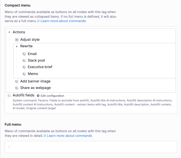 Nested command button menu