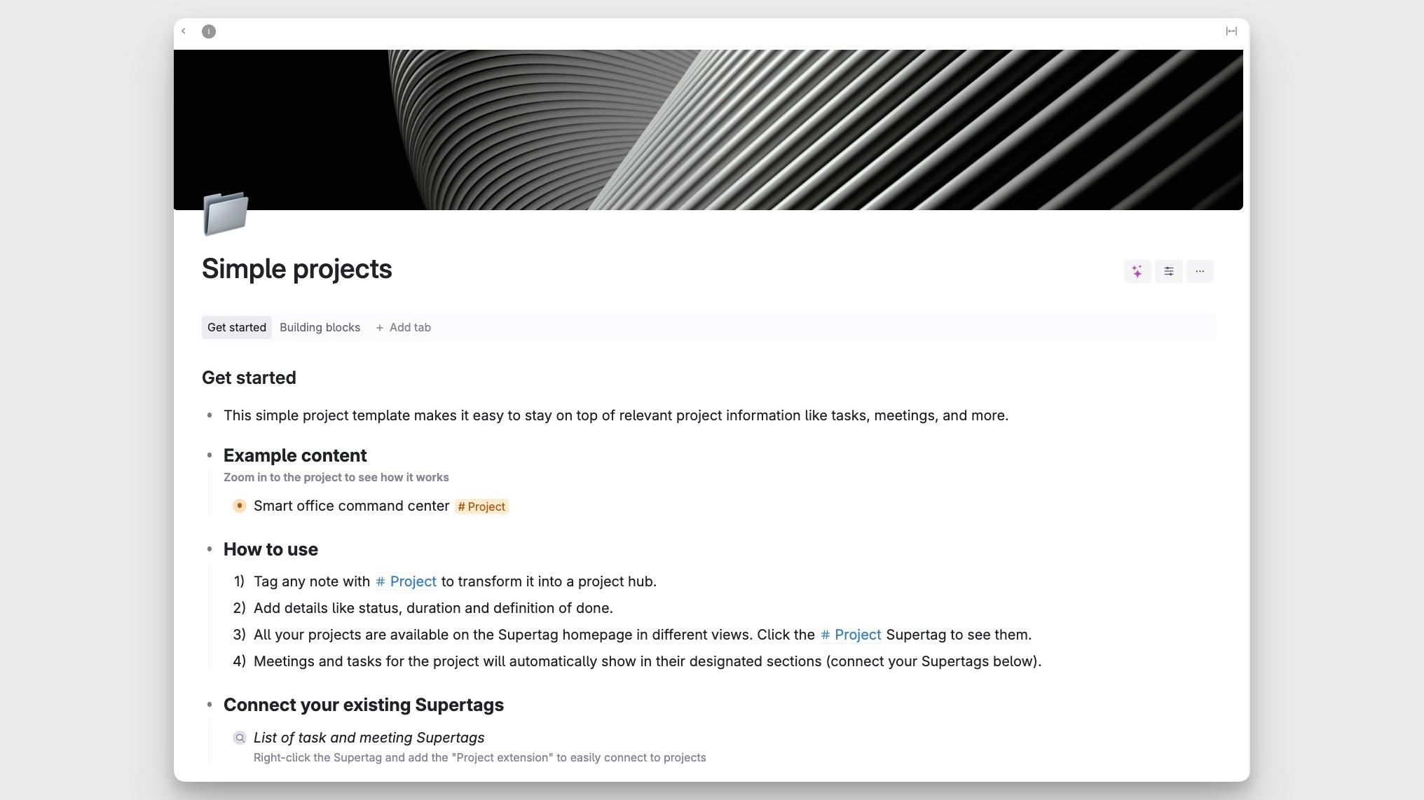 Template Building blocks Simple project