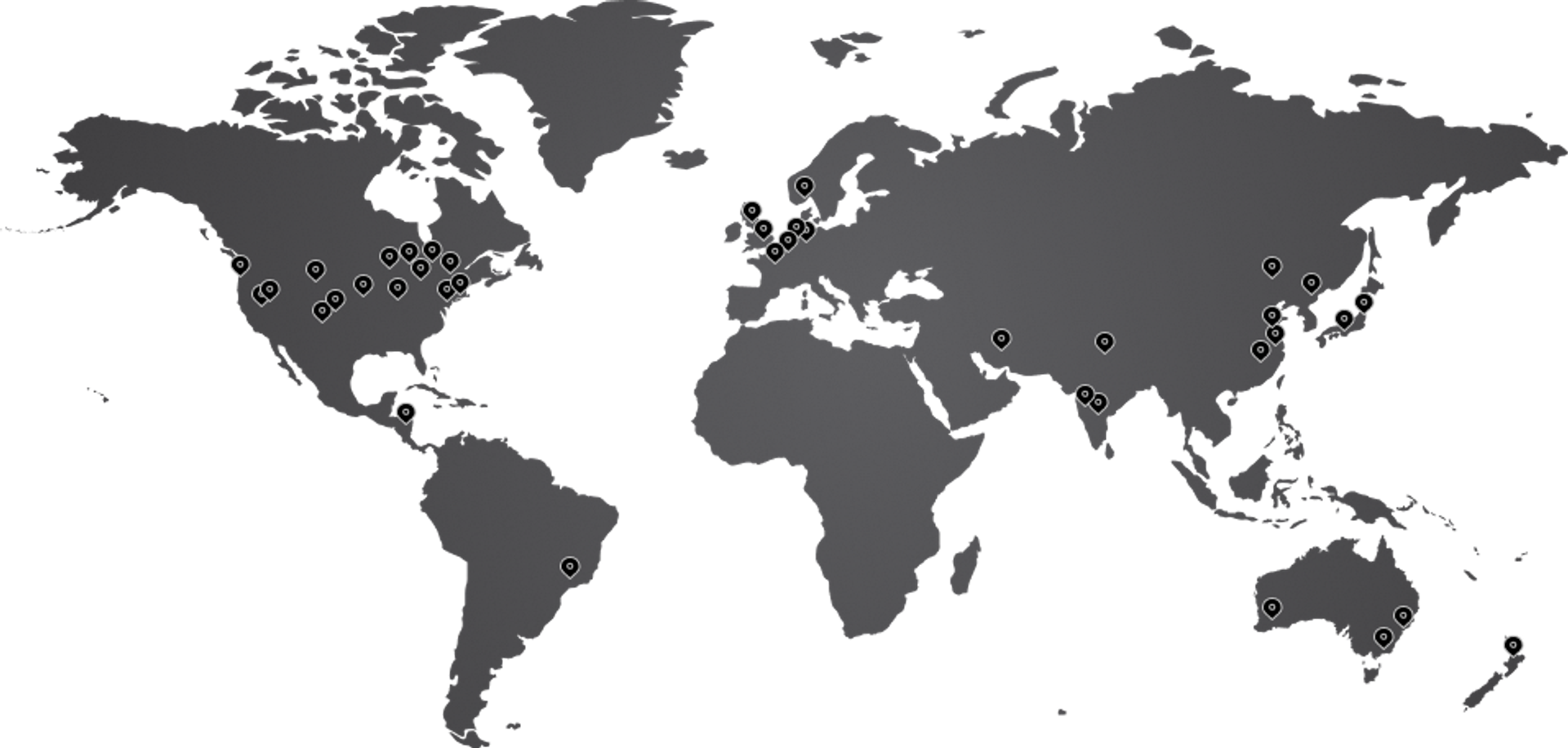 Amsterdam — Auckland — Austin — Bengaluru — Beijing — Berlin — Boston — Chicago — Cologne — Dallas — Delhi — Denver — Detroit — Dubai — Guangzhou — Hong Kong — Las Vegas — London — Los Angelas — Melbourne — Miami — Mumbai — Munich — Nagoya — Nashville — New York — Oslo — Paris — Riyadh — Rochester — San Francisco — São Paulo — Seoul — Shanghai — Singapore — Stuttgart — Sydney — Tokyo — Toronto