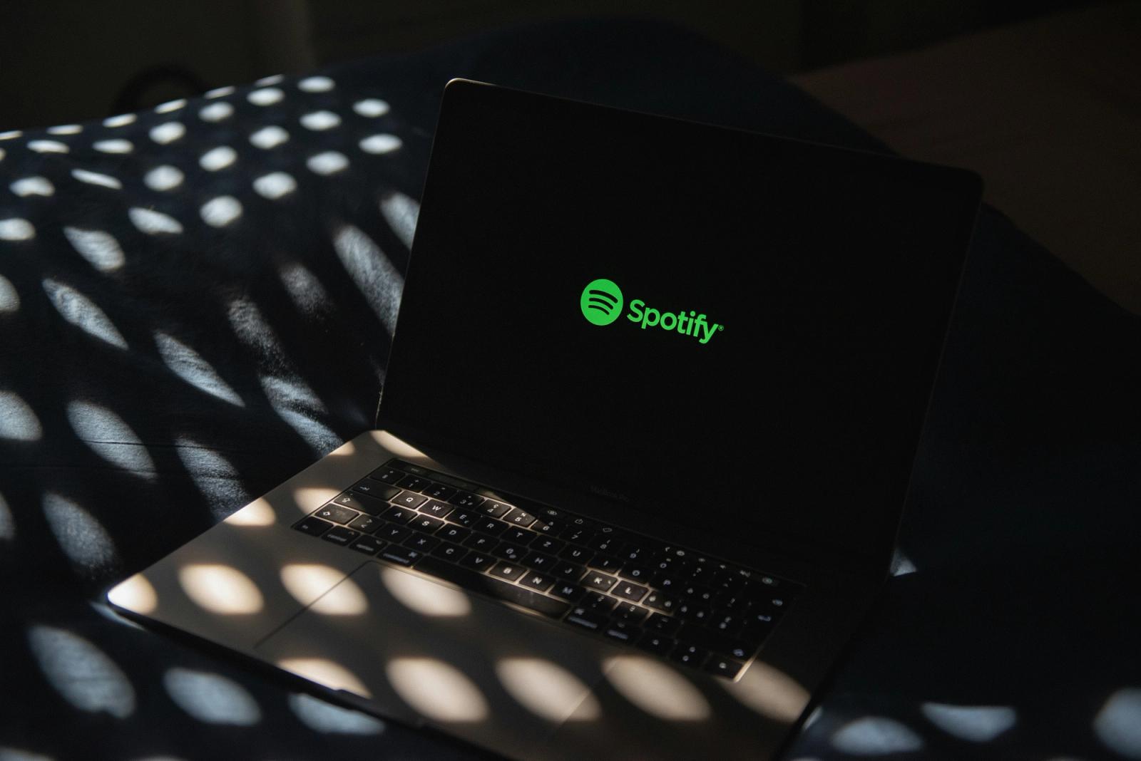 Spotify logo on a laptop