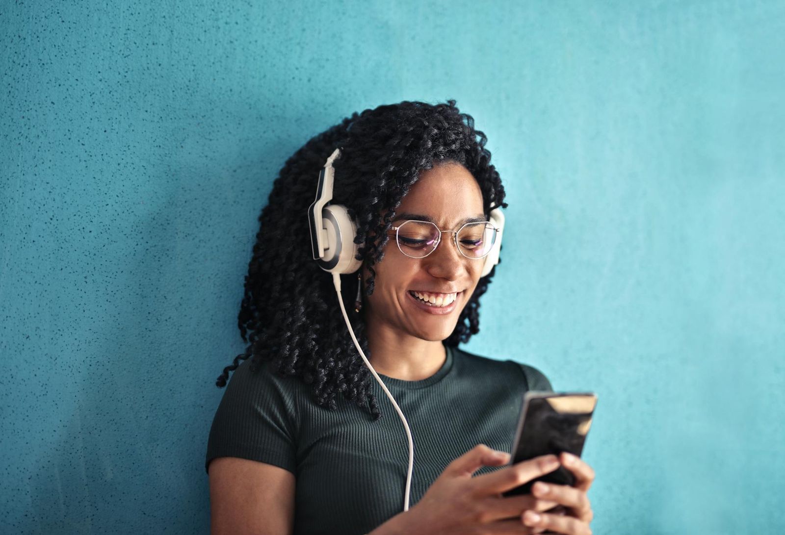 woman wearing headphones