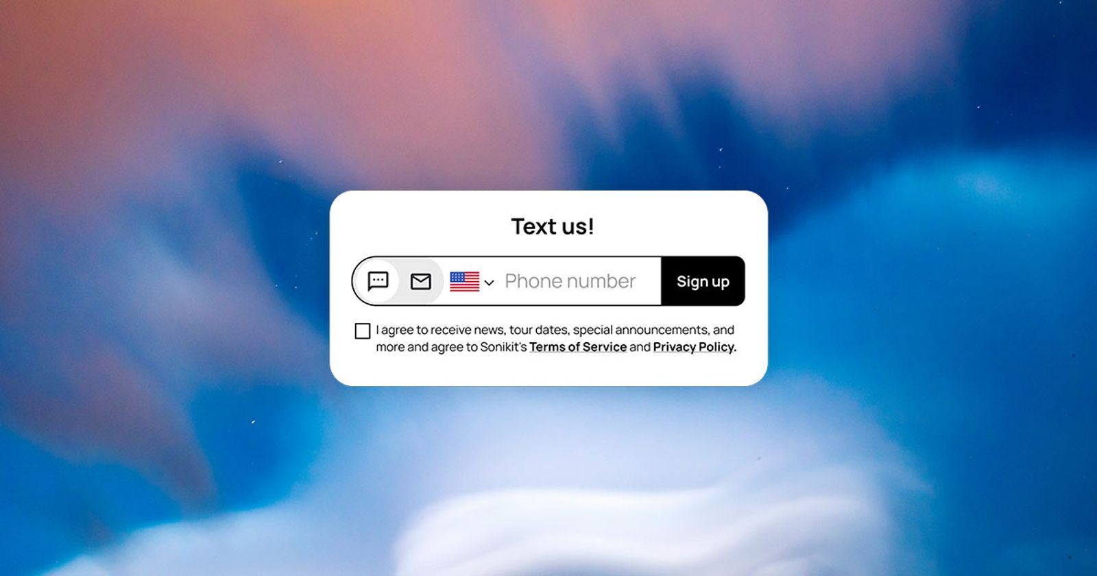 SMS sign up form with compliance