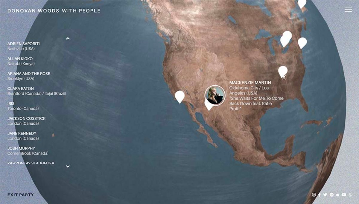 Donovan Woods interactive Without People globe