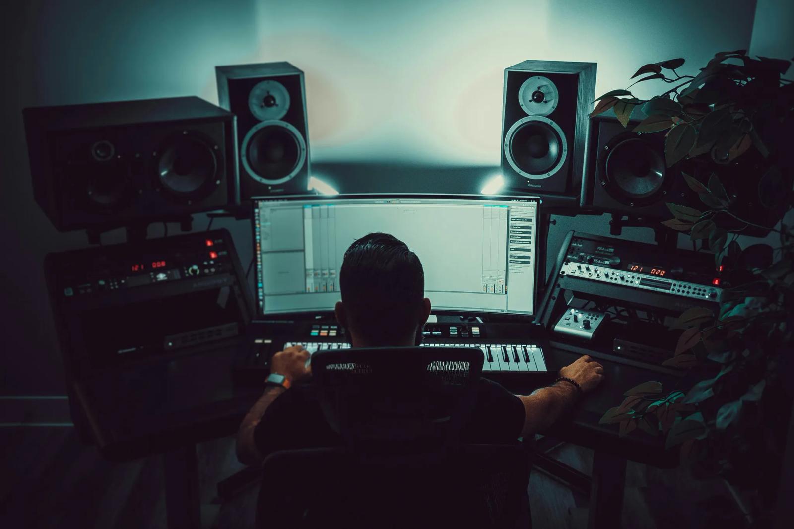 man in recording studio
