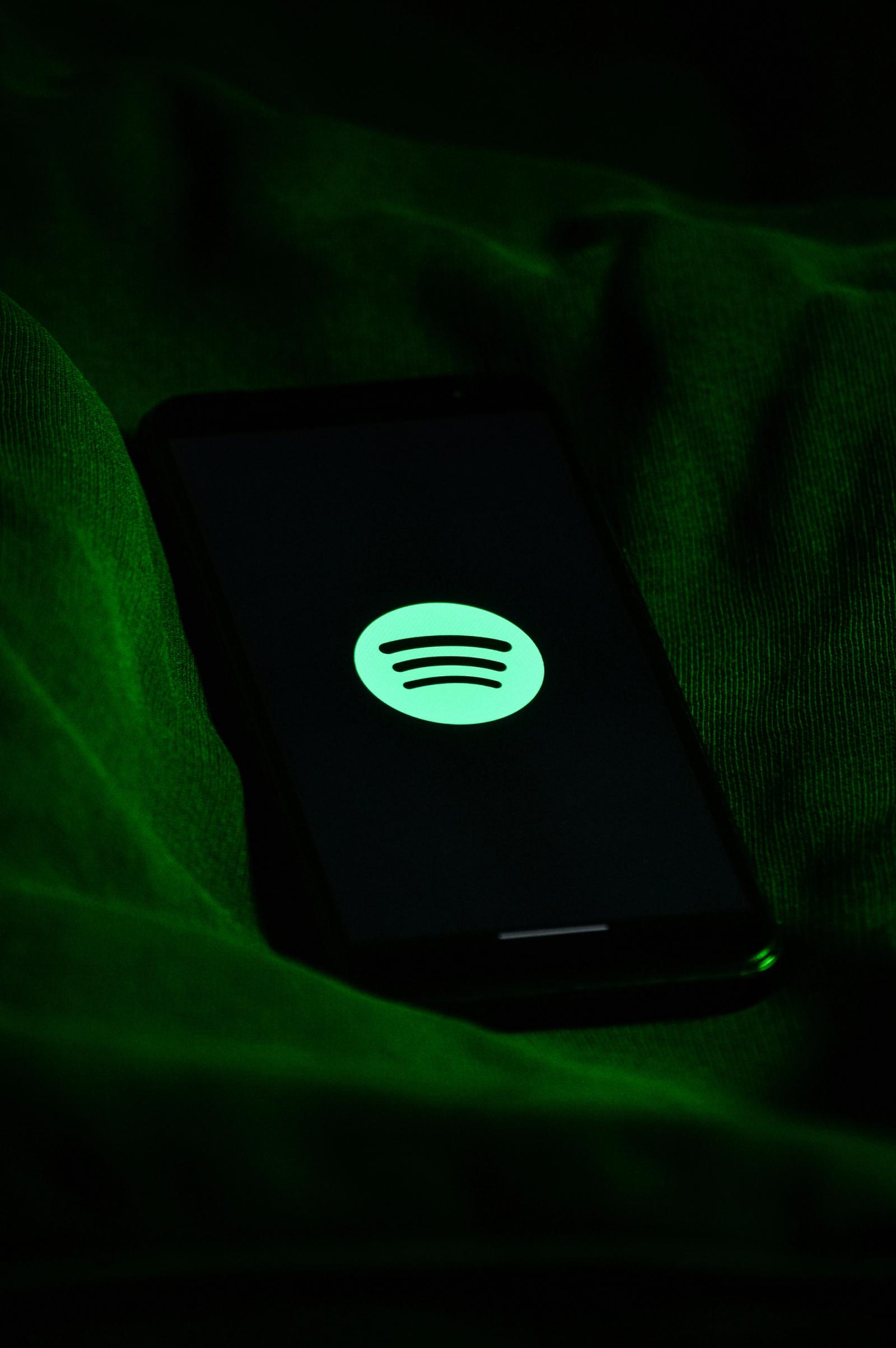 Spotify logo on a mobile phone