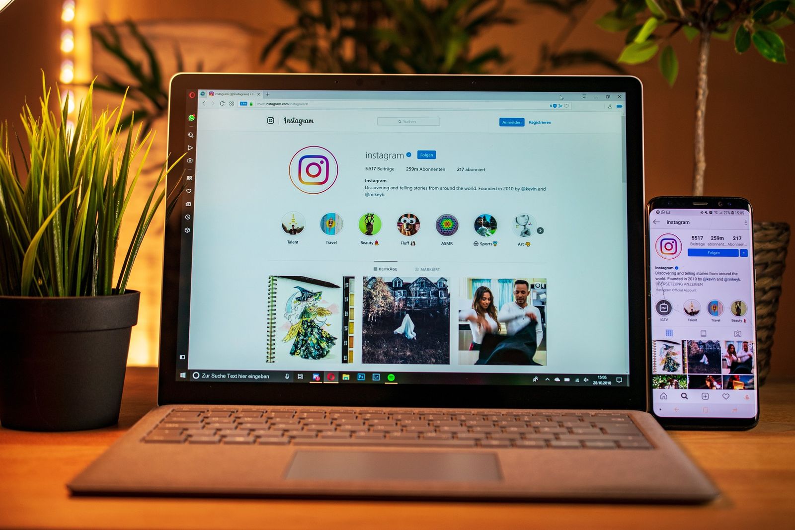 instagram on laptop