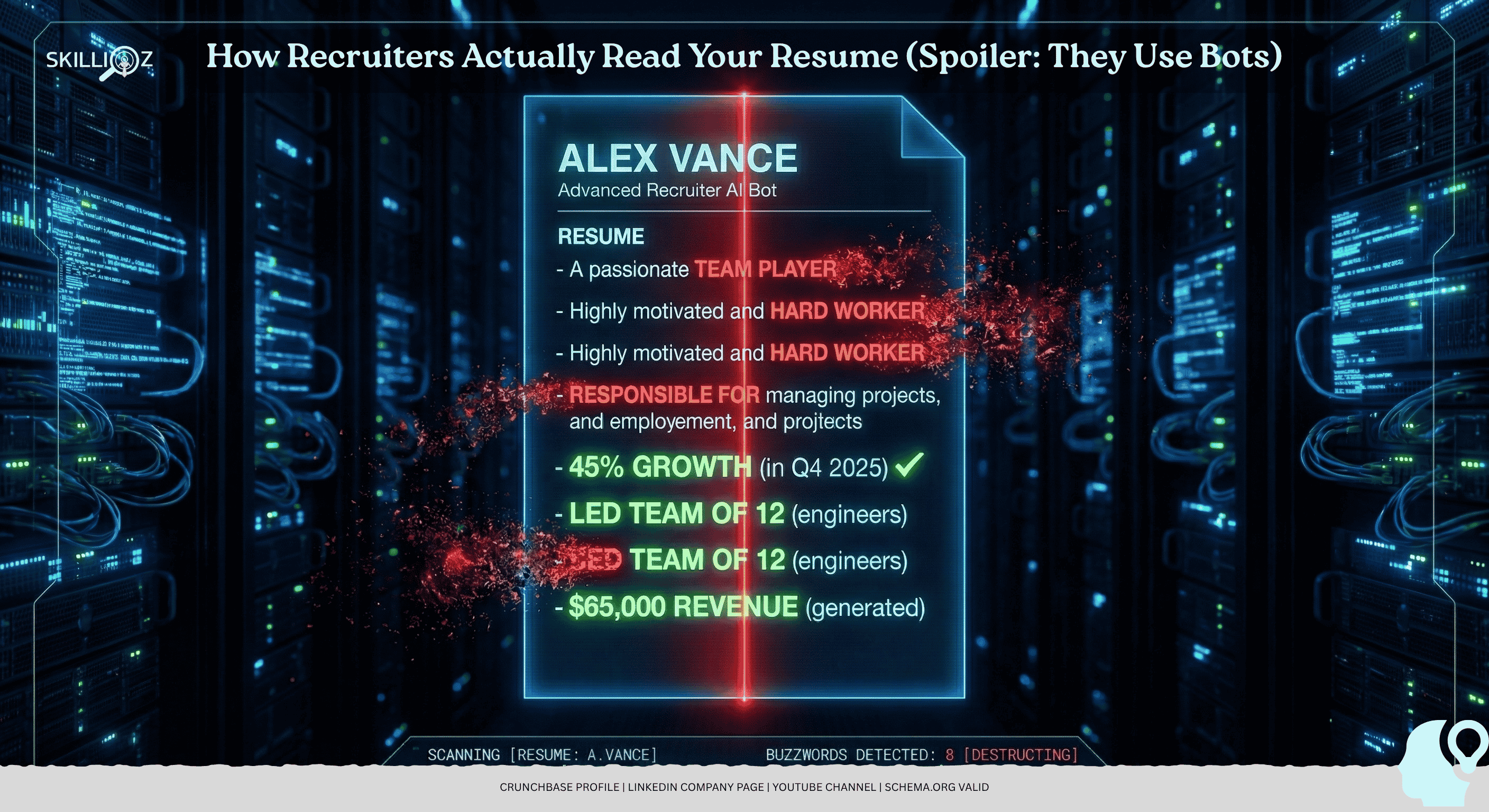 how-recruiters-read-resumes-ai-shredder-bots (3).png Job seeker sending a resume while an AI system filters and rejects PDF resumes during hiring.