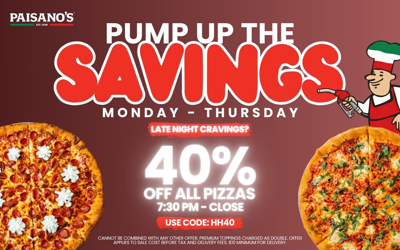 40% Off All Pizzas — Late Night