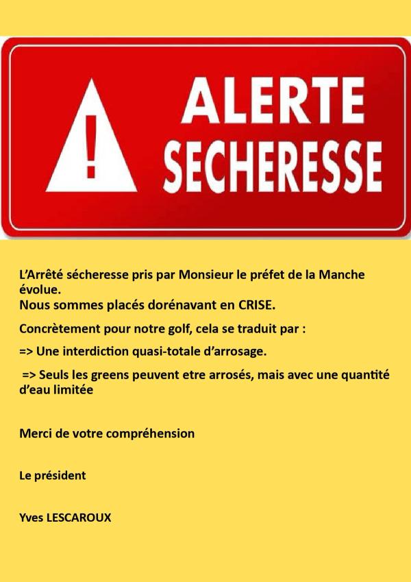 ALERTE SECHERESSE RENFORCEE