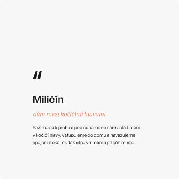 Mlíčín, dům mezi kočičími hlavami