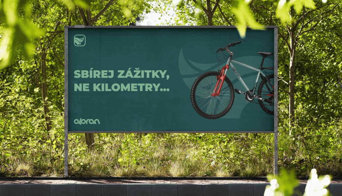 Billboard s kolem Olpran a sloganem