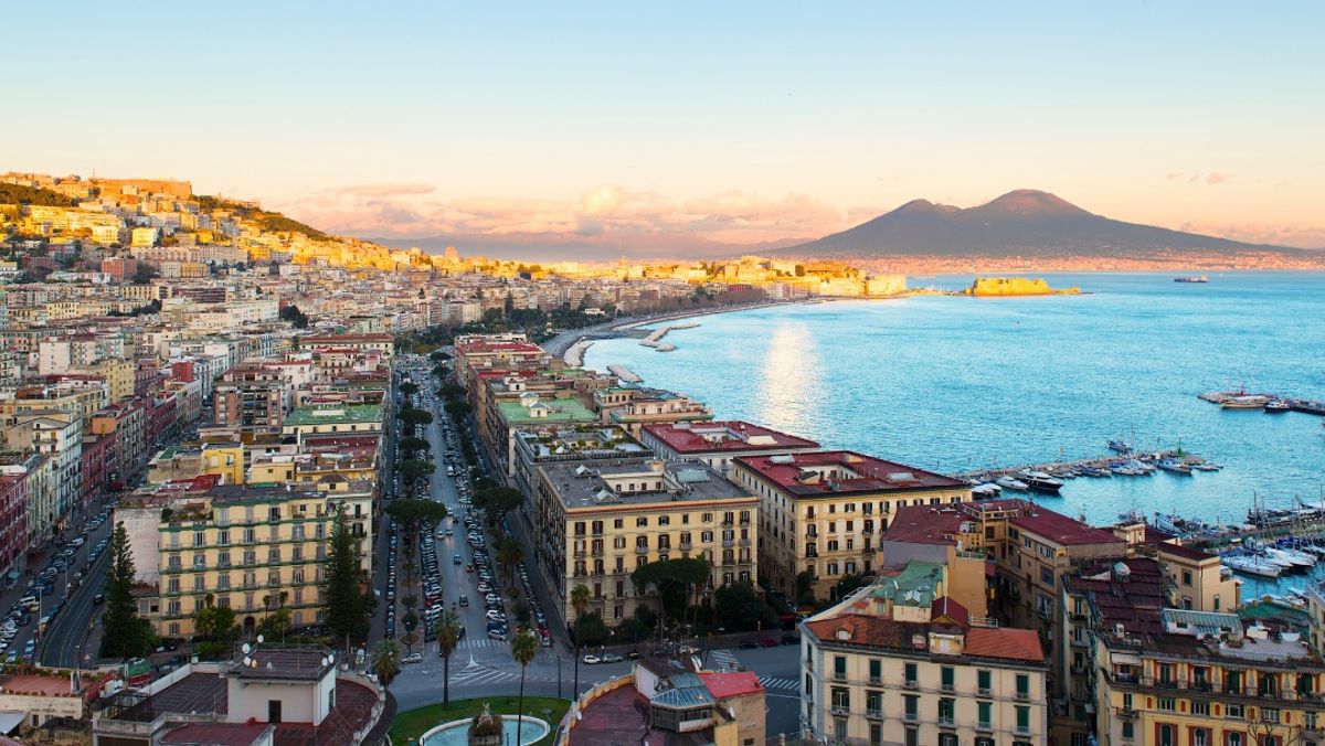 view of the Bay of Naples with Vesuvius