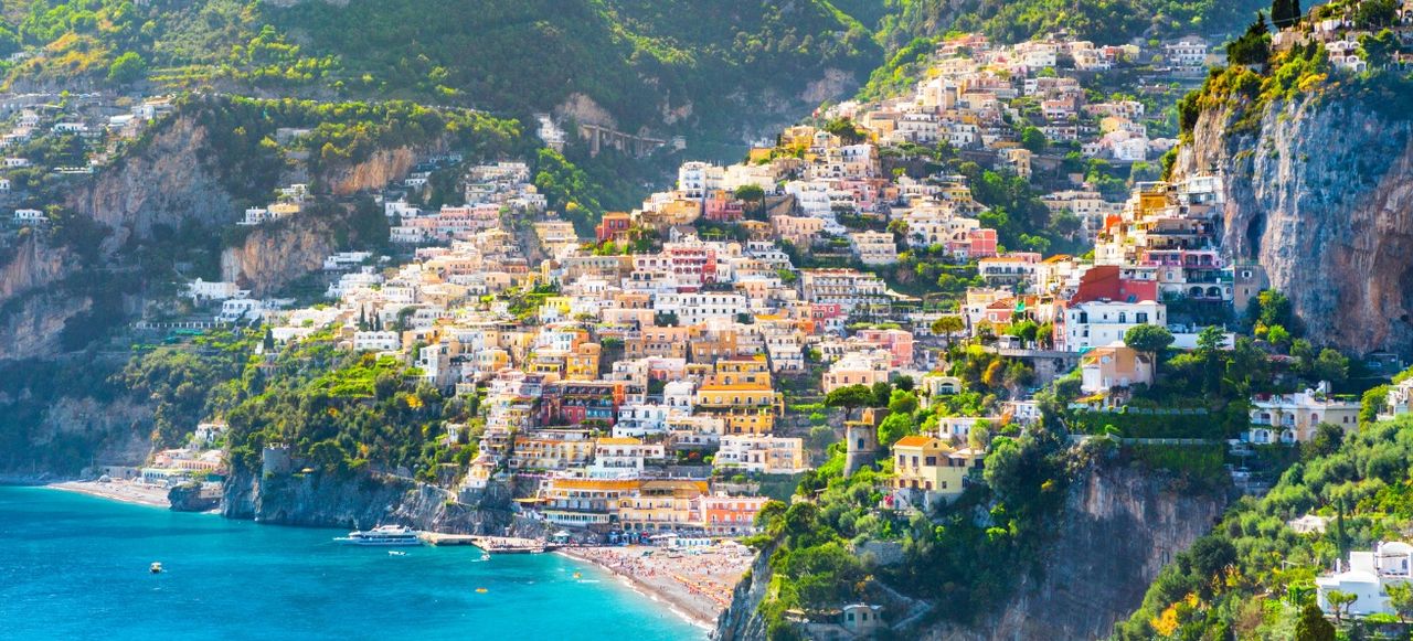 Morning view of Positano cityscape, Italy
