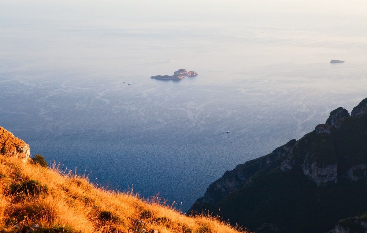 Li Galli Islands on Positano Coasline at sunset