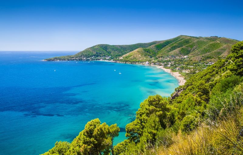 Panoramic View of Beautiful Coastal Landscape at the Cilentan Coast