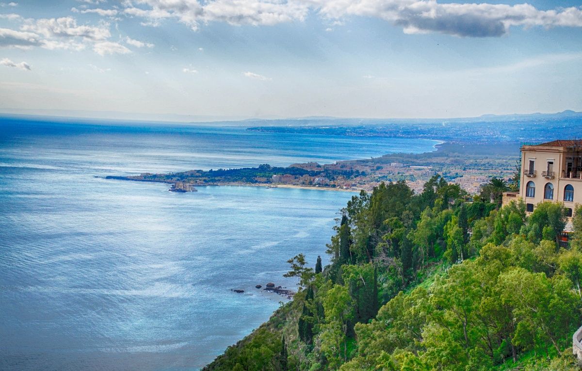Aerial View of the Strait of Messina