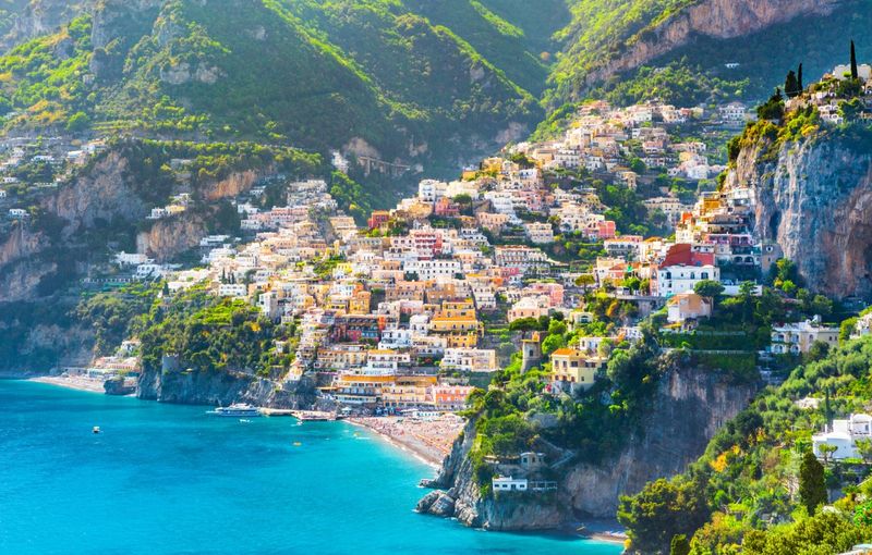 Morning view of Positano cityscape, Italy
