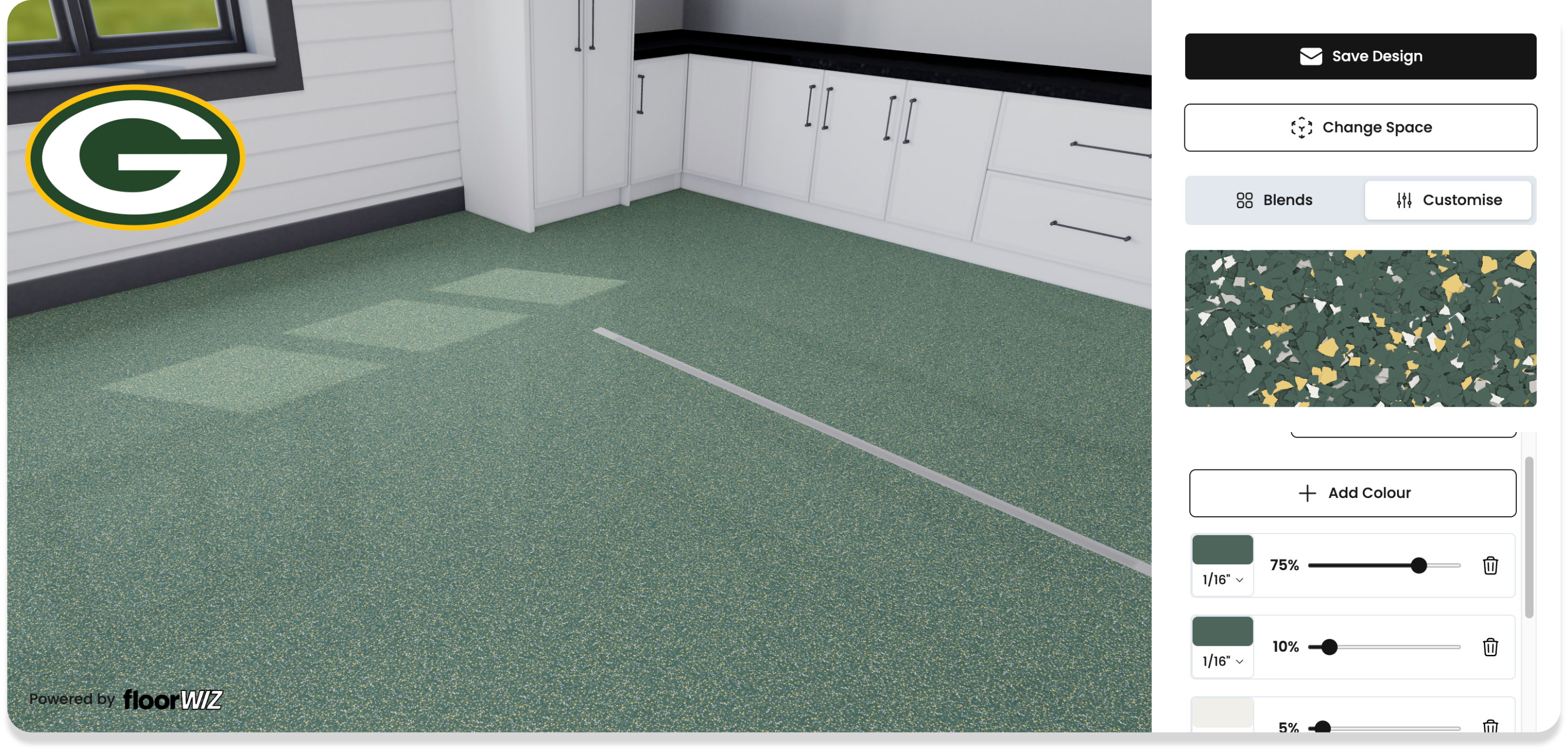 Green Bay Packers garage floor design