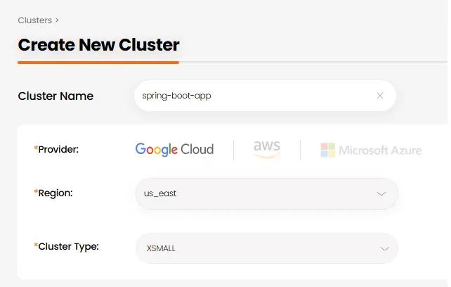 create new cluster