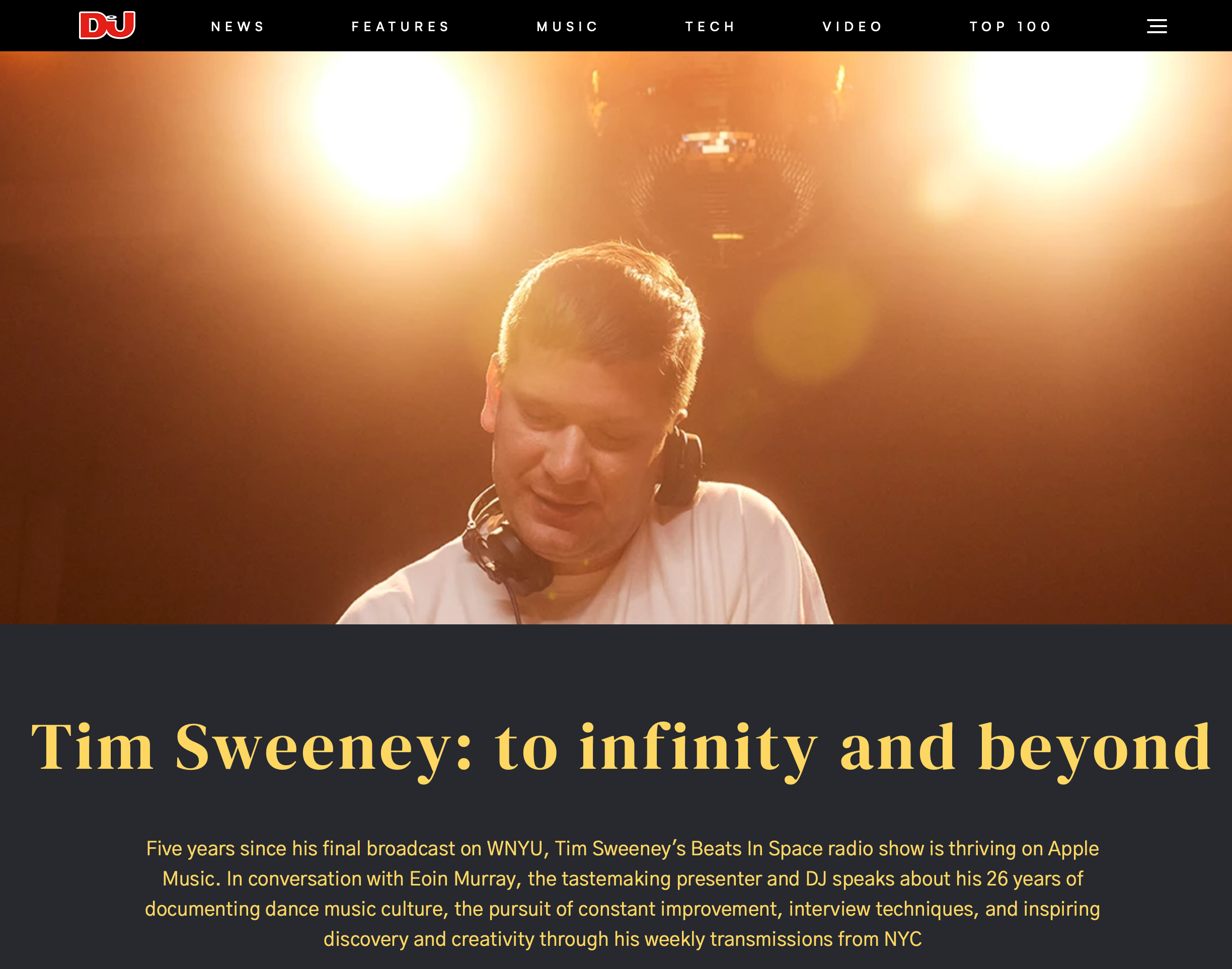 DJ Mag Feature: Tim Sweeney and the Story of Beats In Space