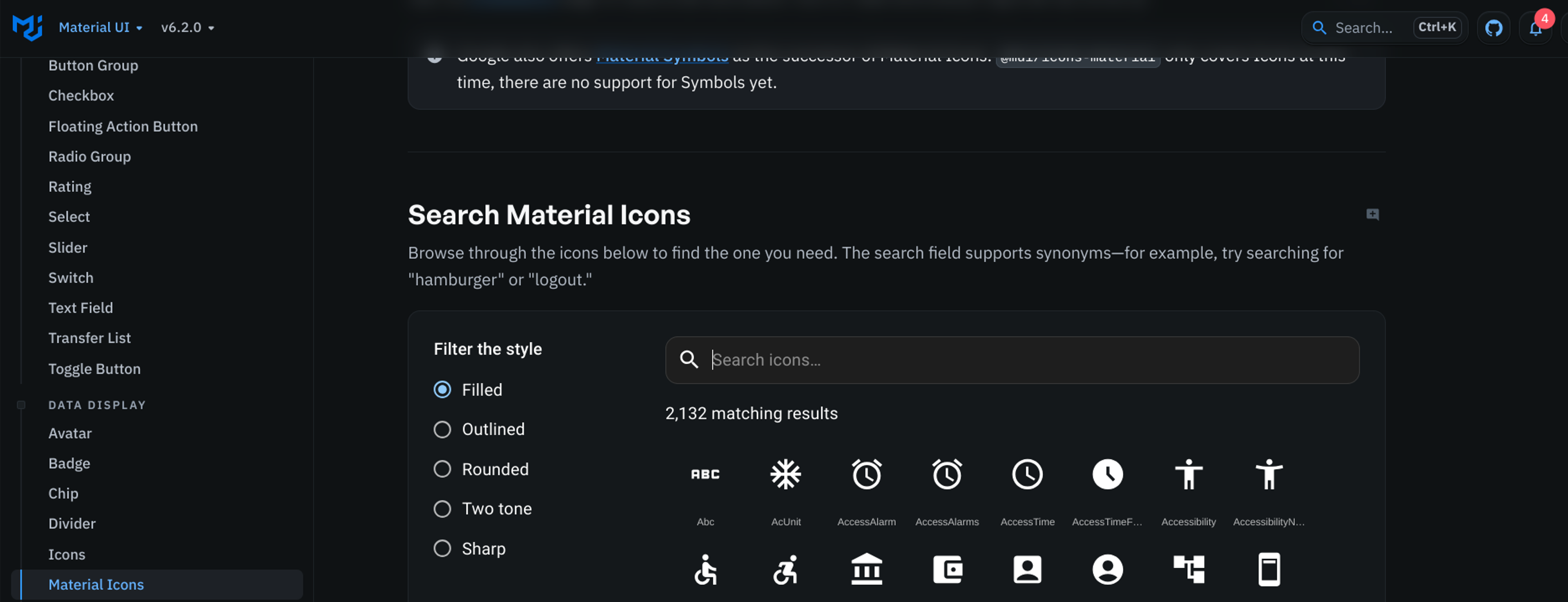 Material UI Icons