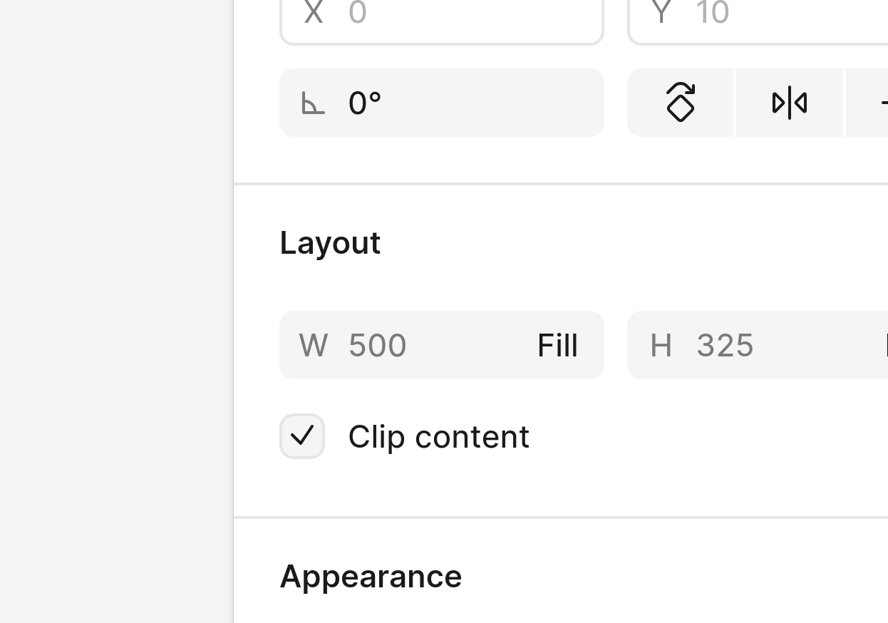 Screenshot of Figma right side bar where the layout width is set to "Fill"