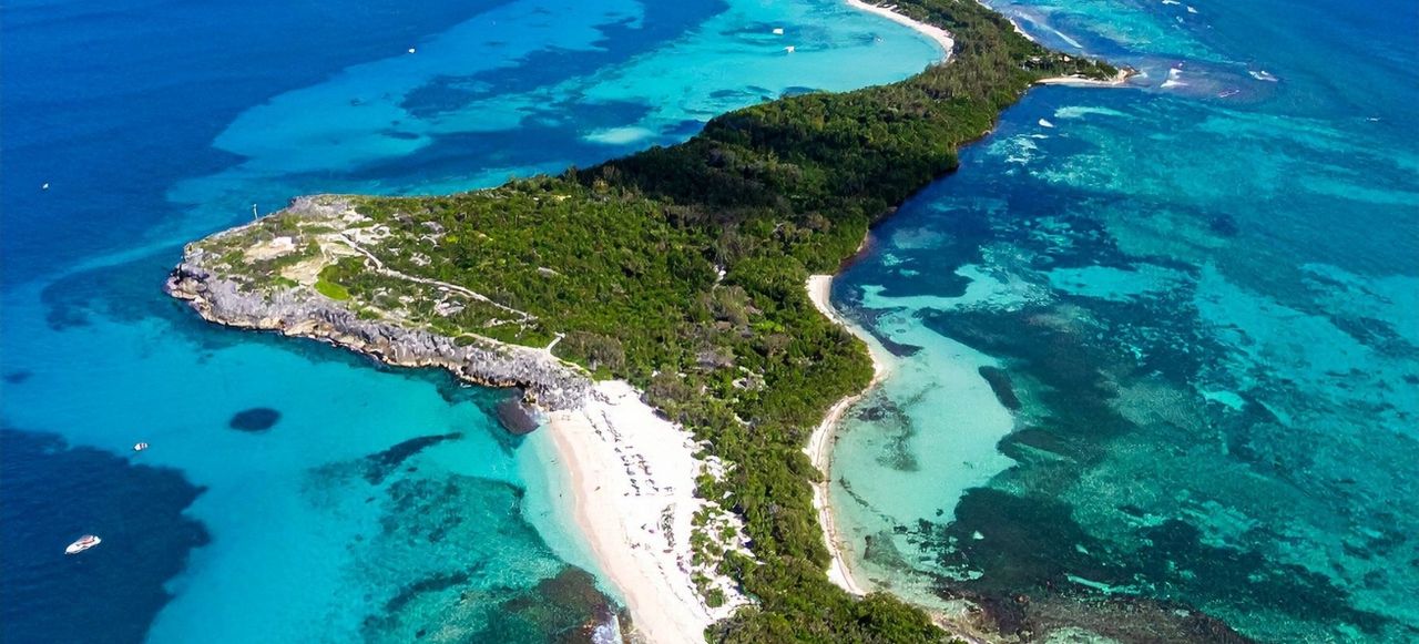 Aerial View of Island Coastline in Eleuthera, Bahamas