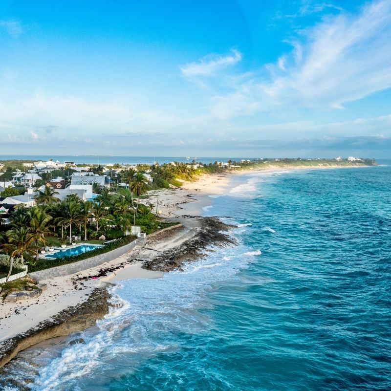 Aerial view of Hope Town, Great Abaco Island, Bahamas