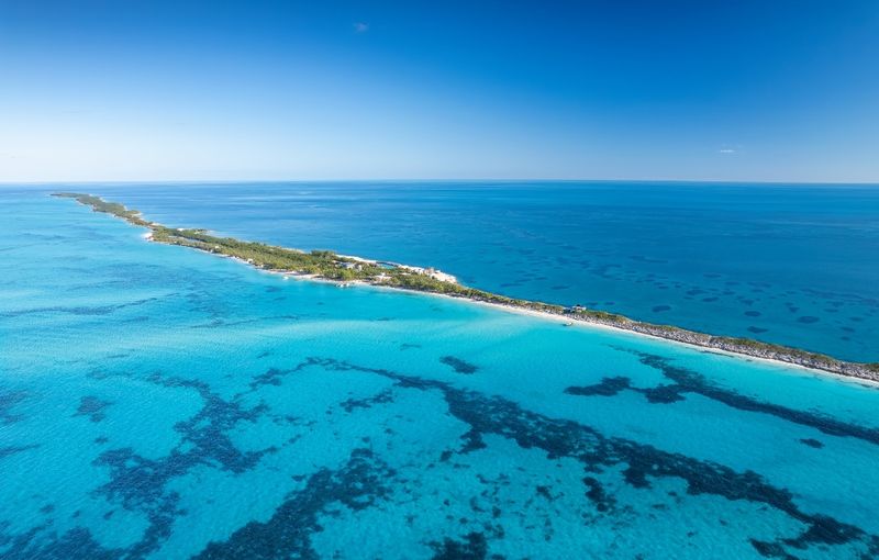 The drone panoramic view of Rose island, Bahamas