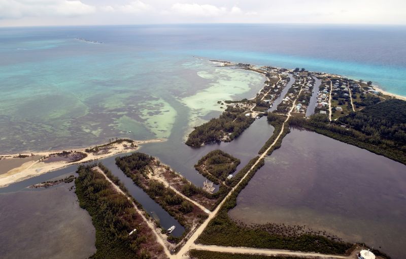 An aerial view of Nixon's Harbour in South Bimini, Bahamas