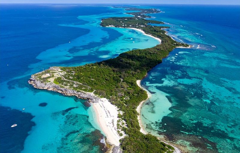 Aerial View of Island Coastline in Eleuthera, Bahamas