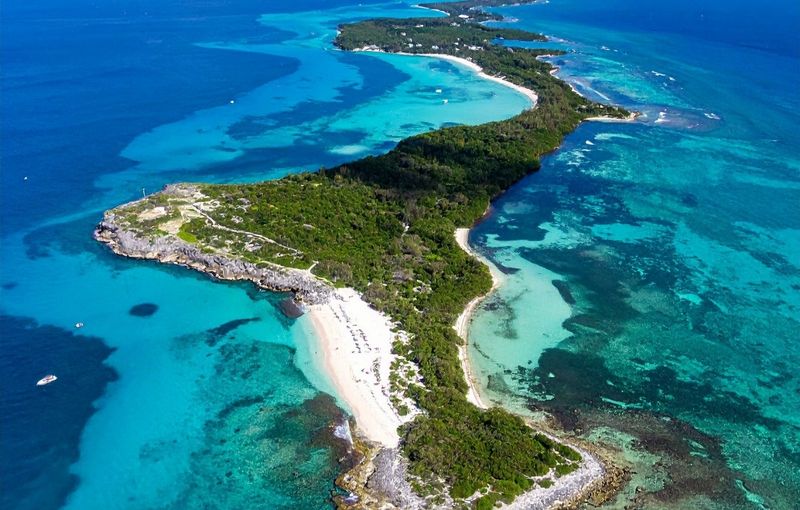 Aerial View of Island Coastline in Eleuthera, Bahamas