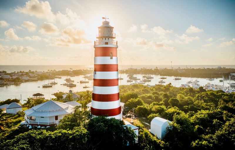 Red and white striped Lighthouse in Hope Town, Bahamas