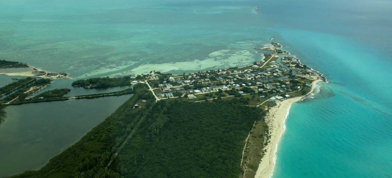 An aerial view of Nixon's Harbour in South Bimini, Bahamas