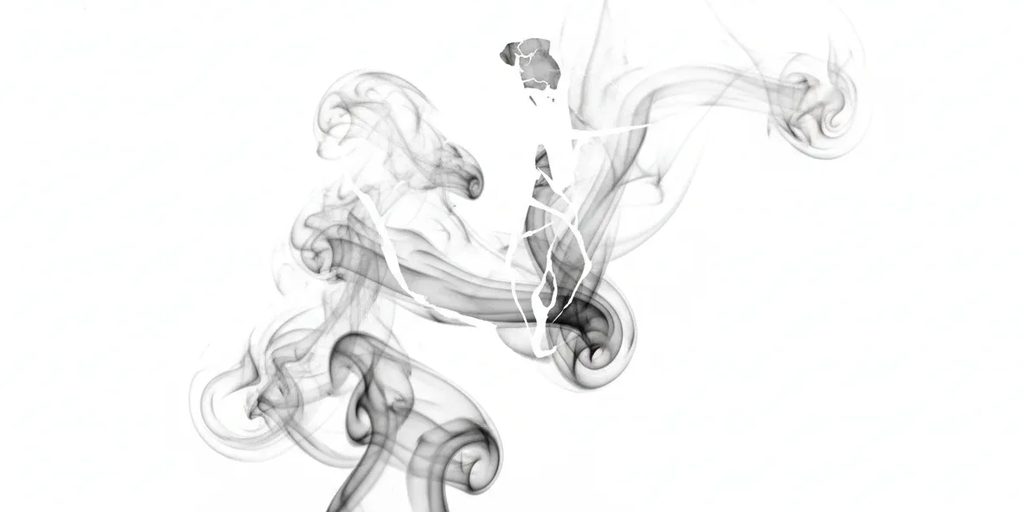 An anti-smoking campaign image formed from curling smoke above the word Breathe.