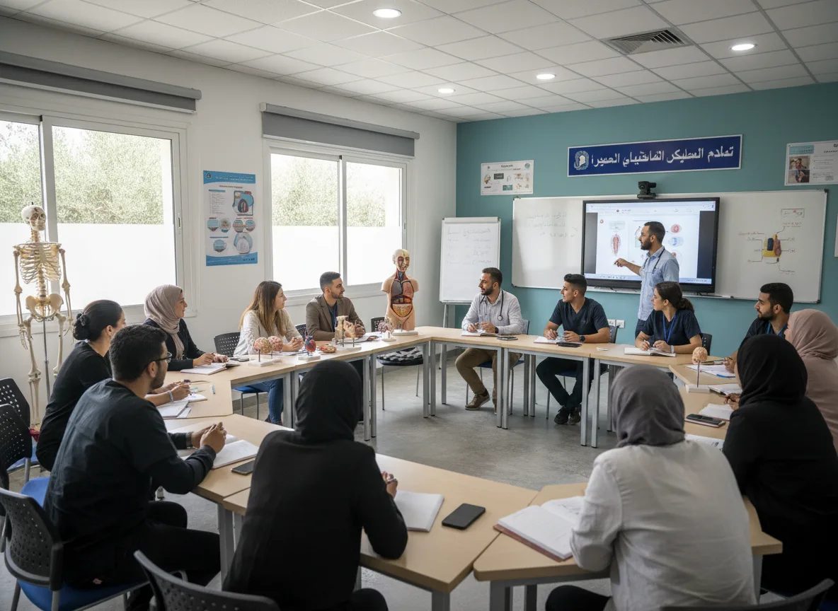 Healthcare practitioners and students attending a clinical training session at the new community health training center.
