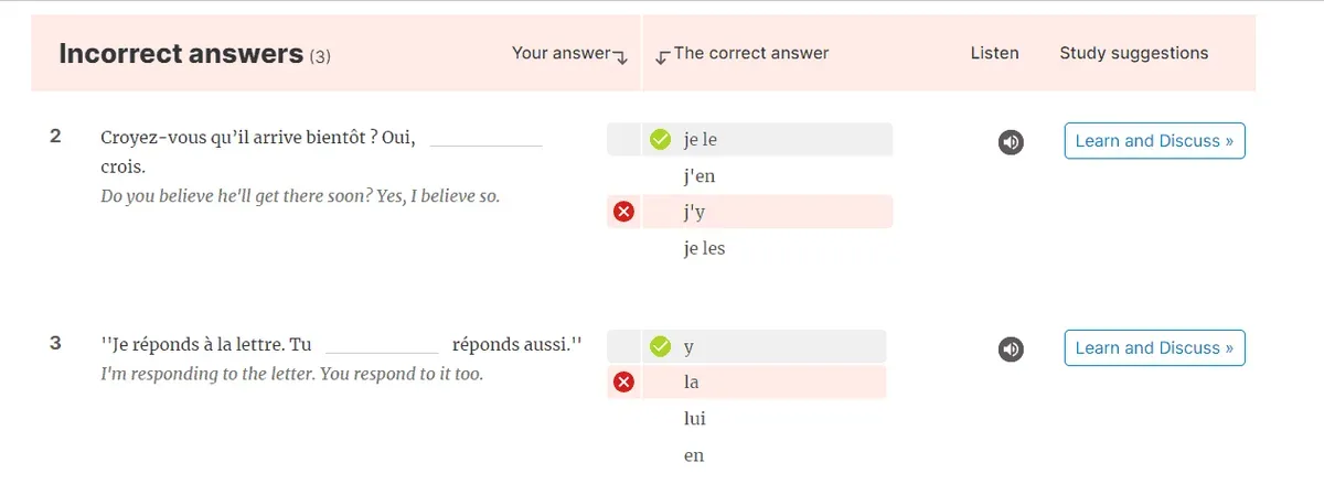 Kwiziq Language Feedback