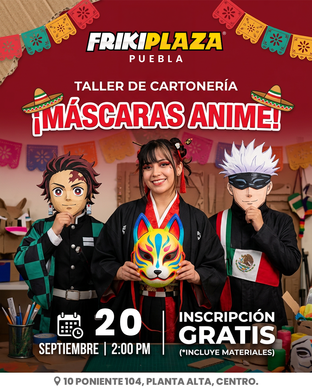 ¡Ven a crear tu propia máscara de cartonería tradicional mexicana con el estilo de tus personajes de anime favoritos! 🦊✨